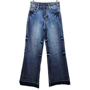 Wide-Leg Distressed Womens Denim Jeans By Roswear Size M